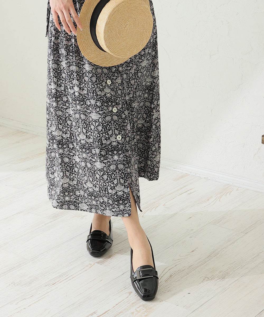 デメテル DEMETER neue ar he AC 日本製☆軽量 幅広3E スクエアトゥ エナメル ローヒール ローファー パンプス (ブラック) ブラック