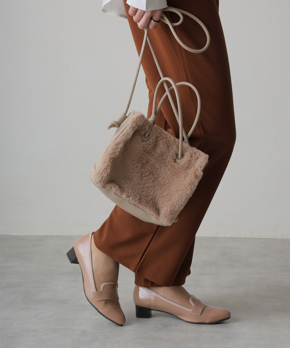 デメテル DEMETER 防水・撥水・防滑☆晴れ雨兼用 幅広 3E ポインテッドトゥ ローファー レインパンプス レインシューズ (ベージュエナメル) ベージュエナメル