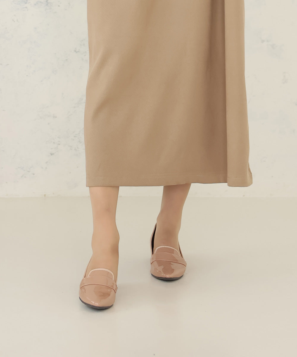 デメテル DEMETER 防水・撥水・防滑☆晴れ雨兼用 幅広 3E ポインテッドトゥ ローファー レインパンプス レインシューズ (ベージュエナメル) ベージュエナメル