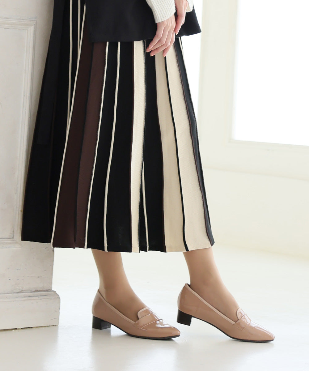 デメテル DEMETER 防水・撥水・防滑☆晴れ雨兼用 幅広 3E ポインテッドトゥ ローファー レインパンプス レインシューズ (ベージュエナメル) ベージュエナメル