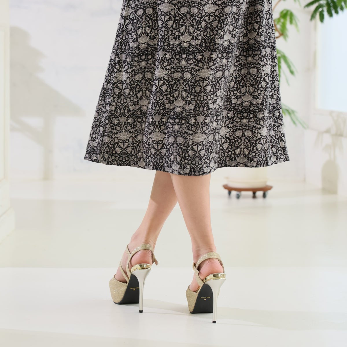 DEMETER platform stiletto double belt sandals