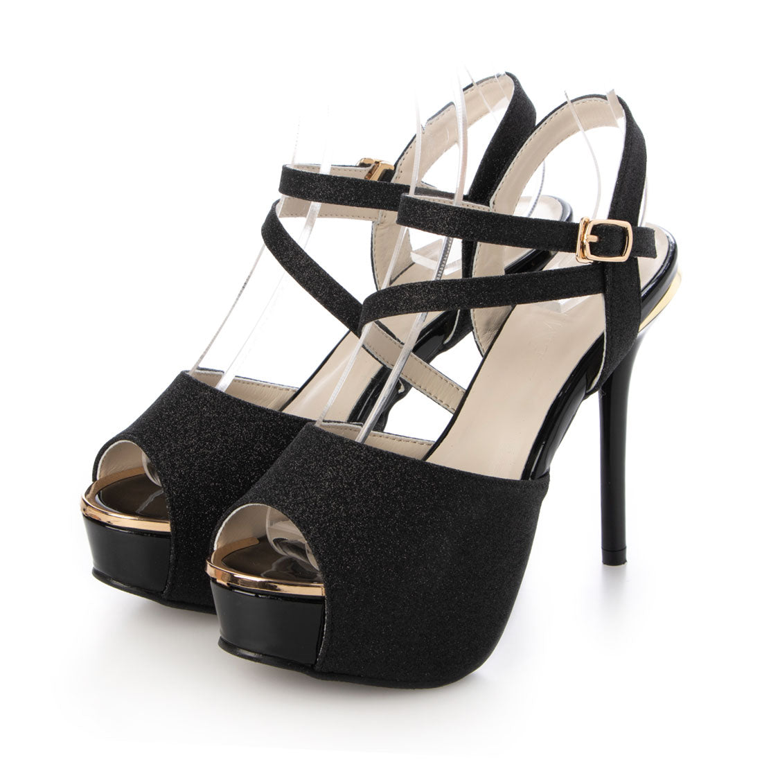 DEMETER platform stiletto double belt sandals