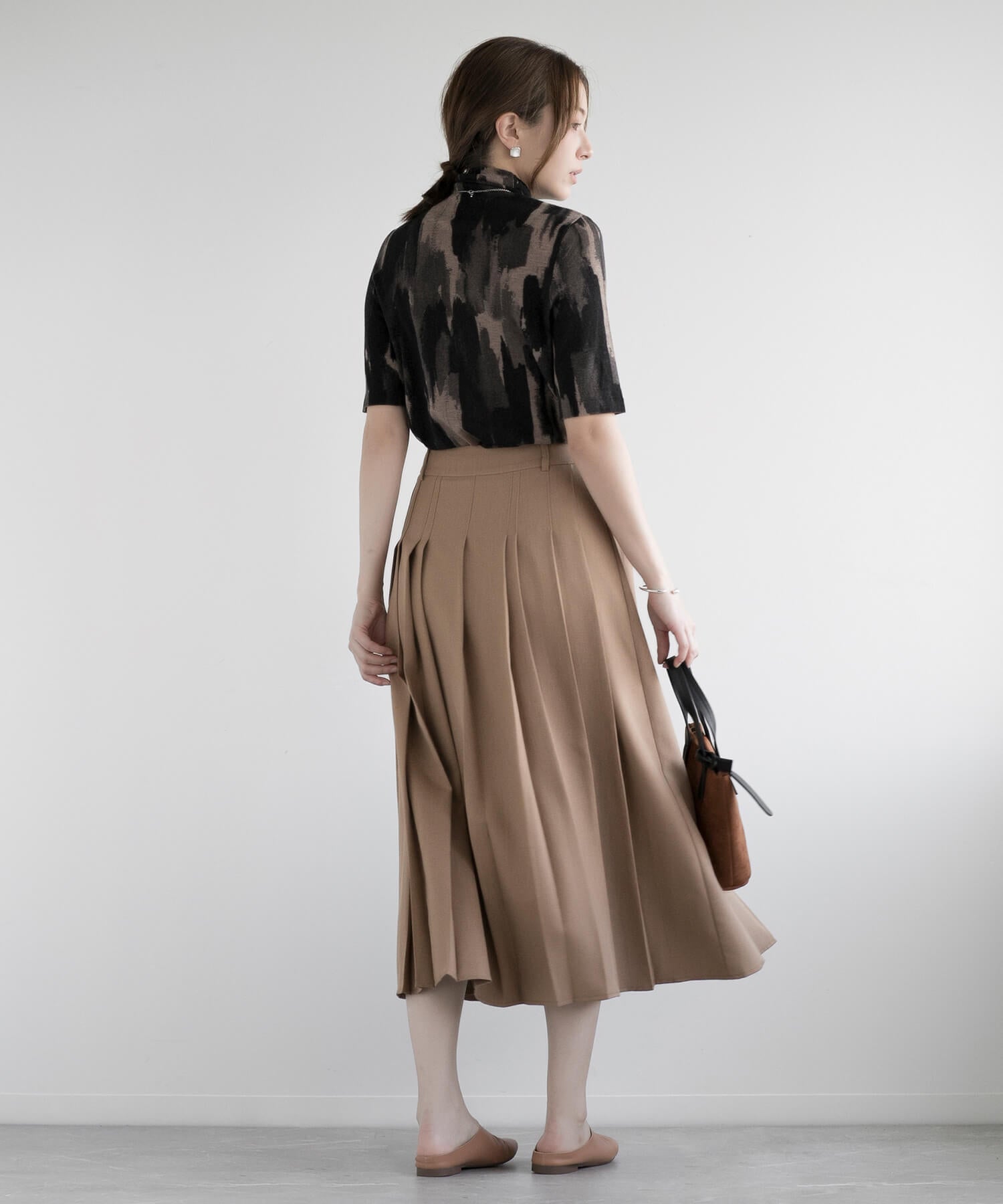 ディケイドクラシック DECADE CLASSIC 【DECADE CLASSIC】ウール100% 油絵 半袖ニットセーター (チョコ) チョコ