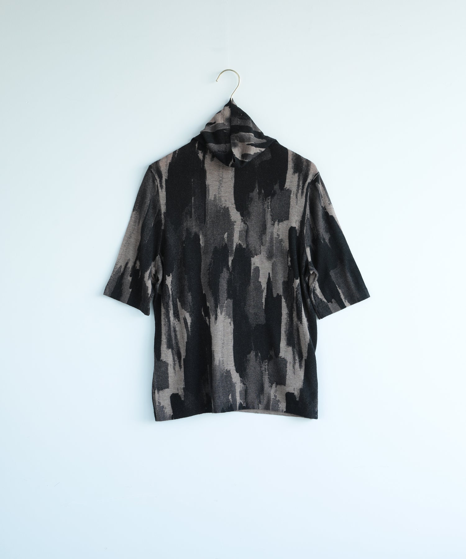 ディケイドクラシック DECADE CLASSIC 【DECADE CLASSIC】ウール100% 油絵 半袖ニットセーター (チョコ) チョコ