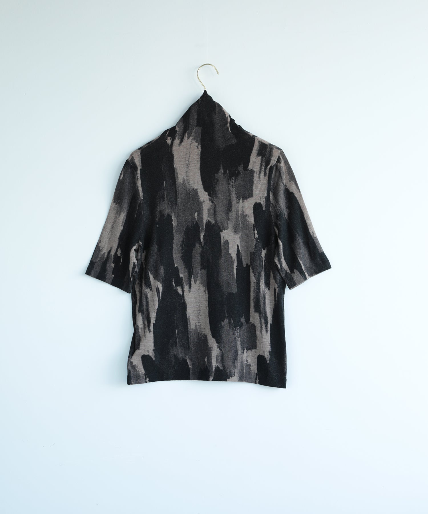 ディケイドクラシック DECADE CLASSIC 【DECADE CLASSIC】ウール100% 油絵 半袖ニットセーター (チョコ) チョコ