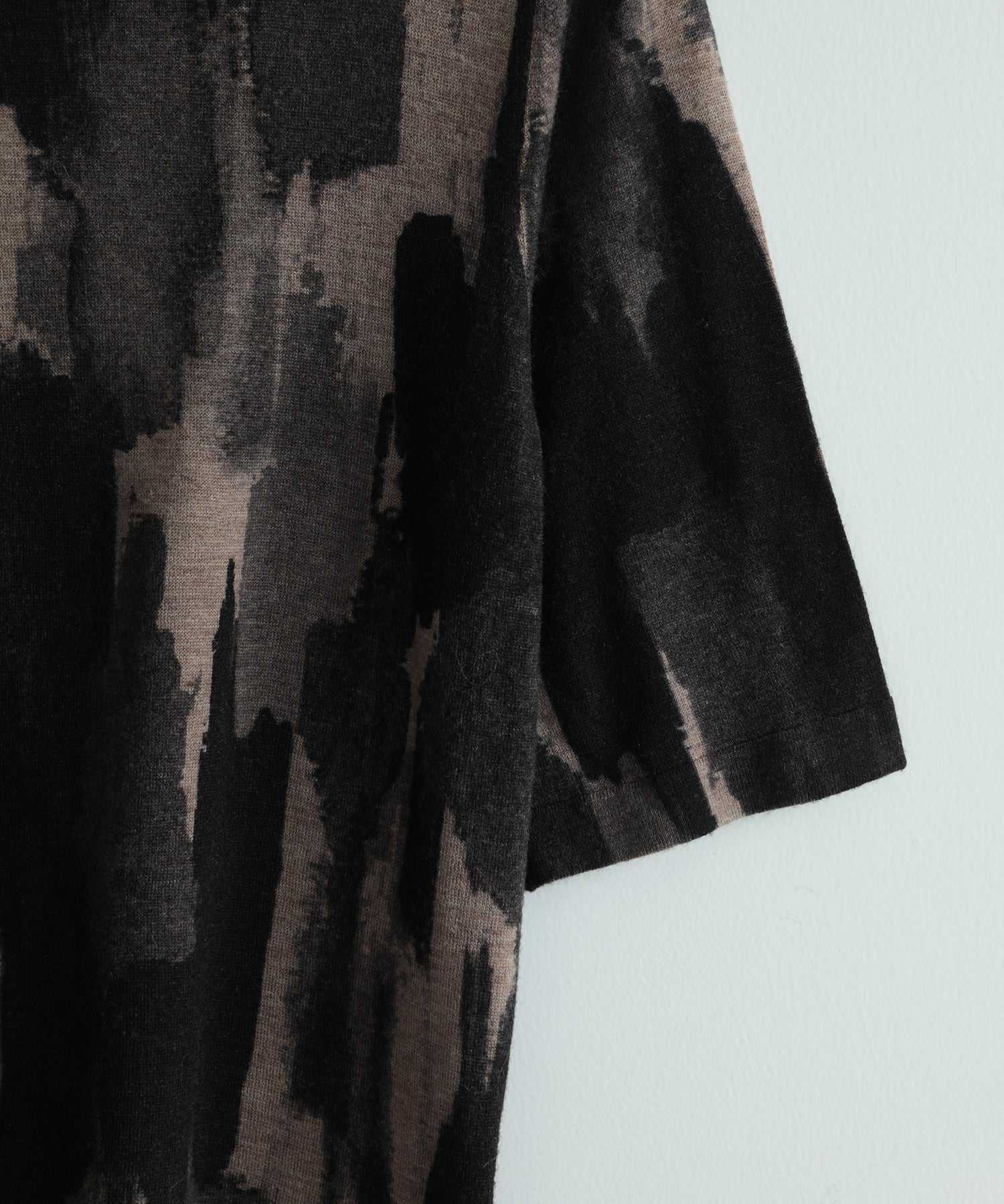 ディケイドクラシック DECADE CLASSIC 【DECADE CLASSIC】ウール100% 油絵 半袖ニットセーター (チョコ) チョコ