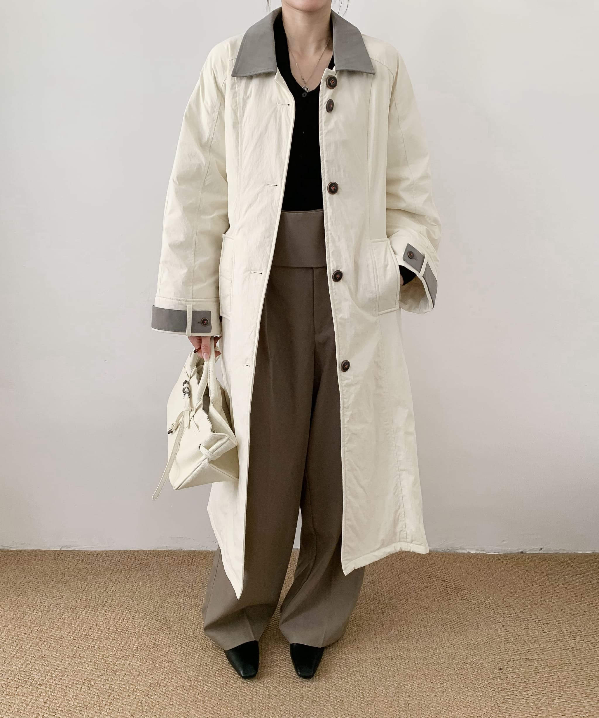 ディケイドクラシック DECADE CLASSIC DECADE CLASSIC 襟切り替えロングダウンジャケット (オフホワイト) オフホワイト