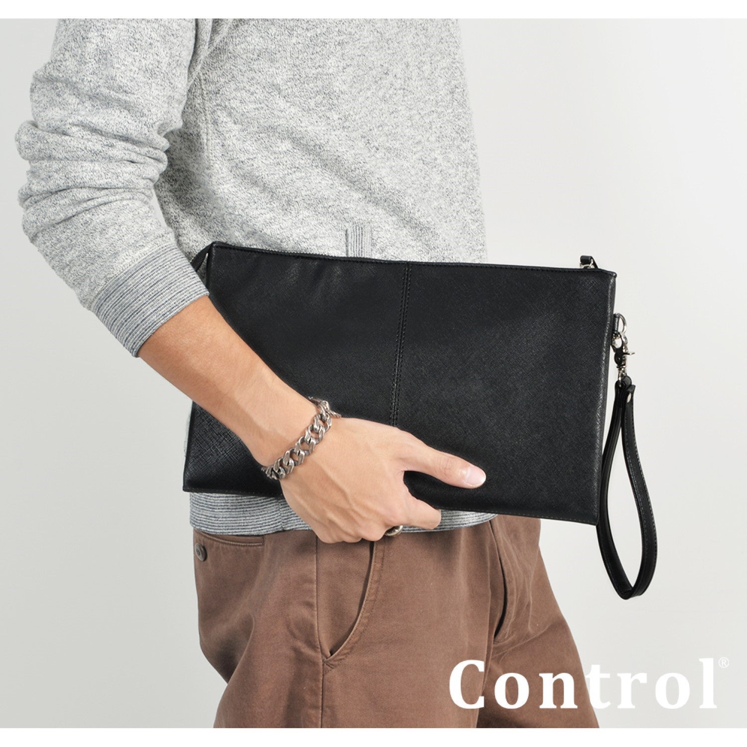 ディバイス DEVICE Control シンプル合皮クラッチバッグ (ブラック) ブラック