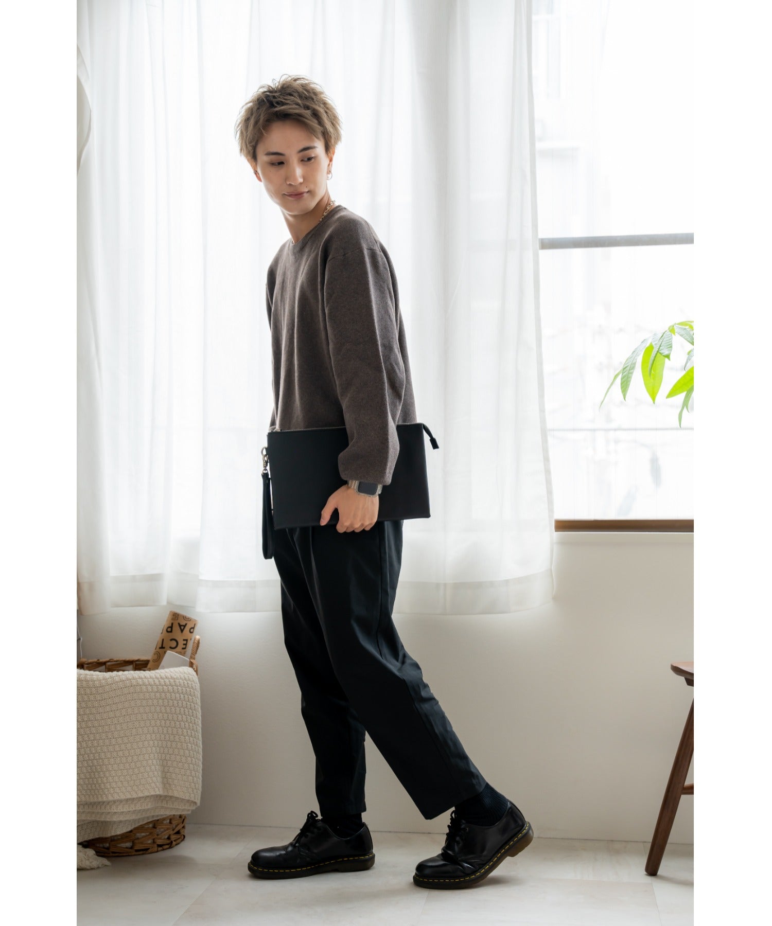 ディバイス DEVICE Control シンプル合皮クラッチバッグ (ブラック) ブラック