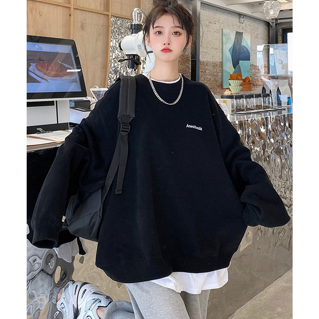 デバイス DEVICE ストリートデザイン スウェット トレーナー,BK