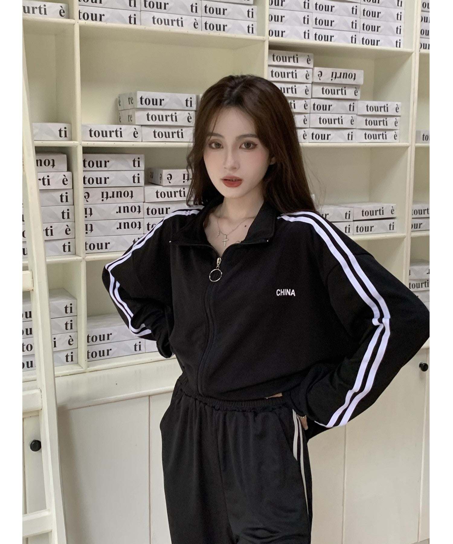 デバイス DEVICE ダブルライン シンプルジャージ,BK