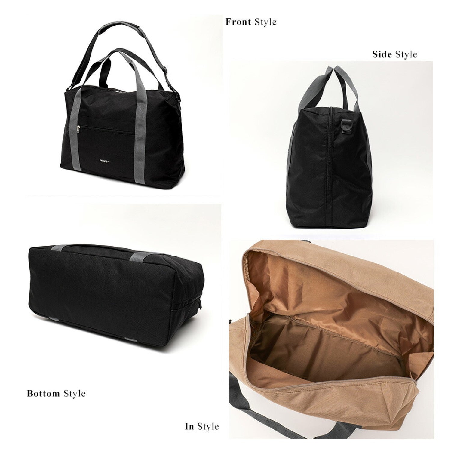 デバイスプラス DEVICE+ 【折りたたんで収納可能】 3way ボストンバッグ (グレーベージュ) GYBE