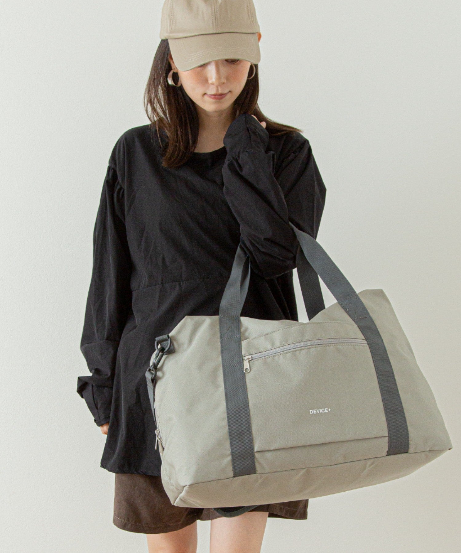 デバイスプラス DEVICE+ 【折りたたんで収納可能】 3way ボストンバッグ (グレー) GY