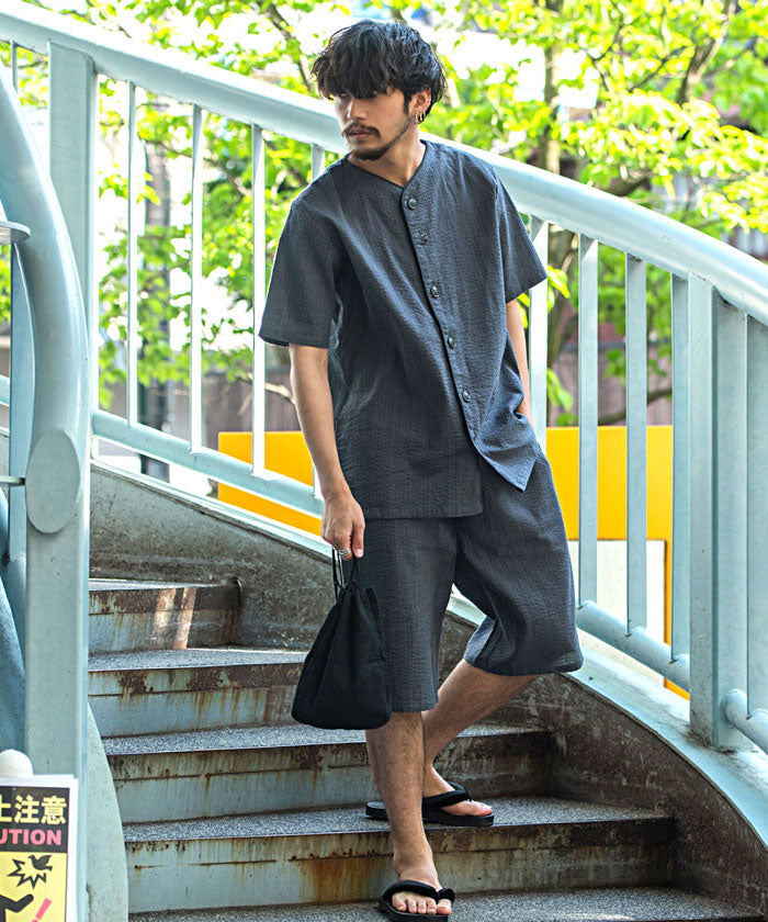 ディータ Dita Dita オーガニック甚平ボタンタイプ 夏 祭り,5.鼠色
