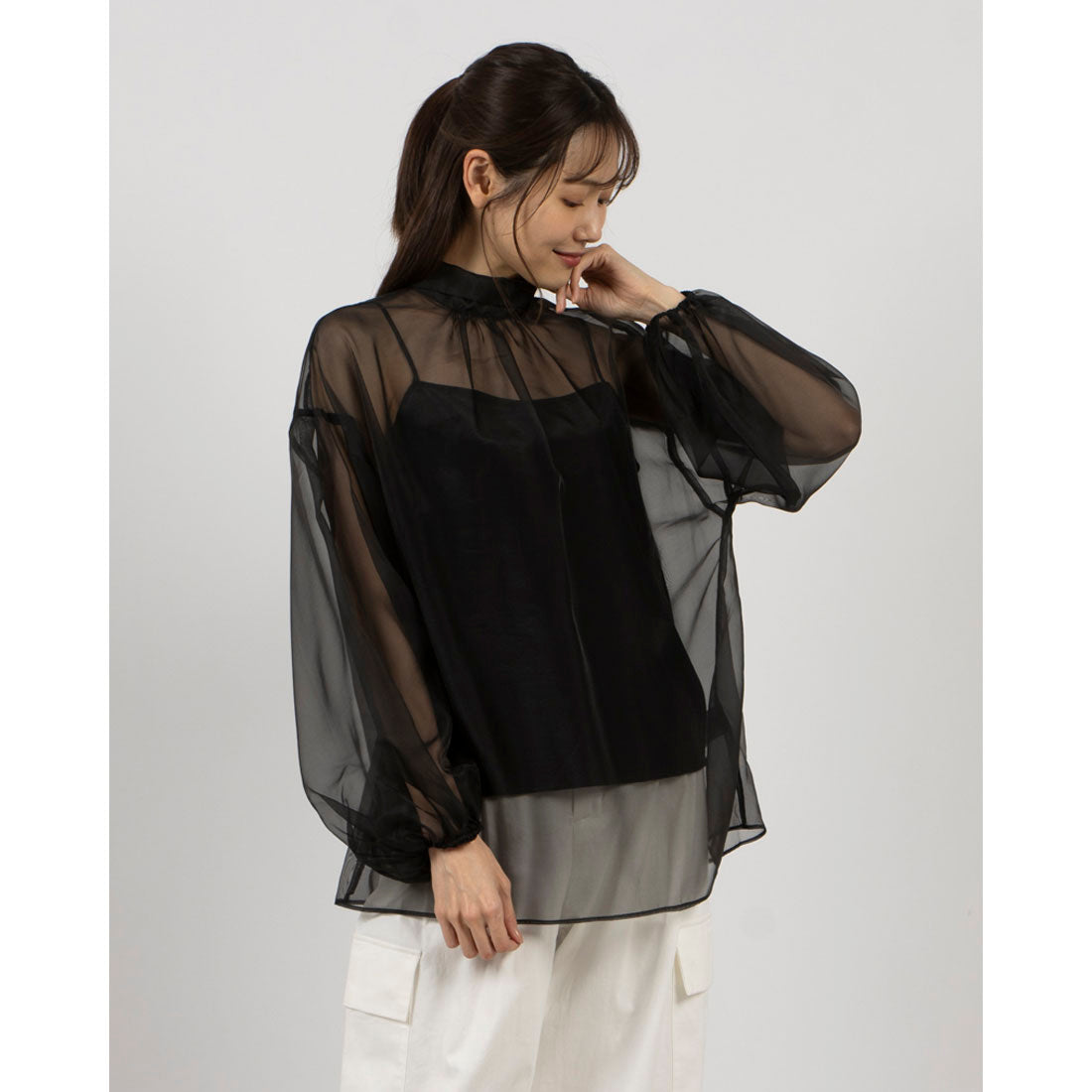 Doux Archives 2way Bow Tie Velvet Camisole Set Blouse