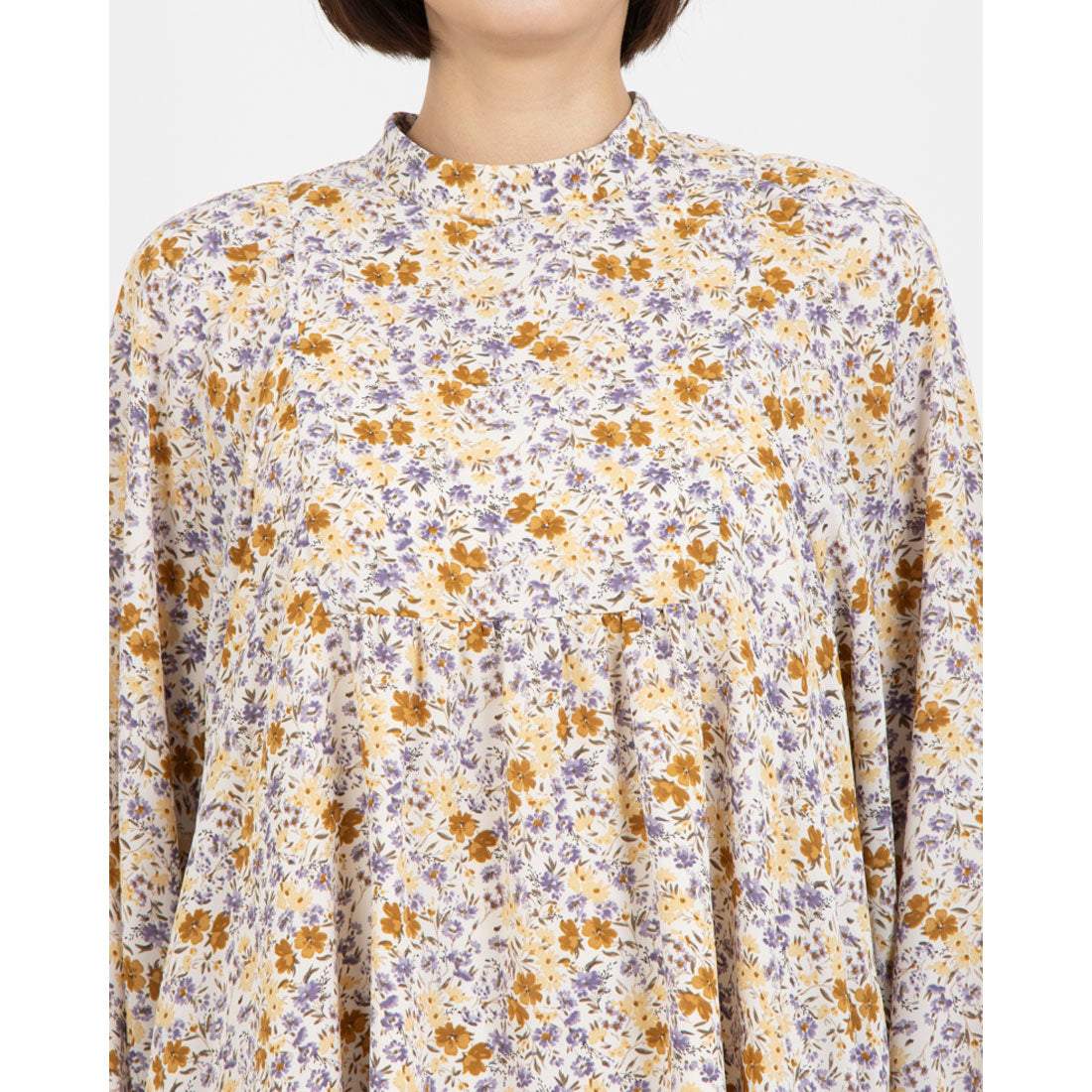 ドゥ アルシーヴ DOUX ARCHIVES ギャザーフラワープリントワンピース (OFWH) OFWH