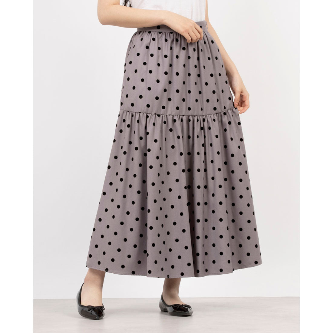 ドゥ アルシーヴ DOUX ARCHIVES ドットフレア切替スカート (GRY) GRY