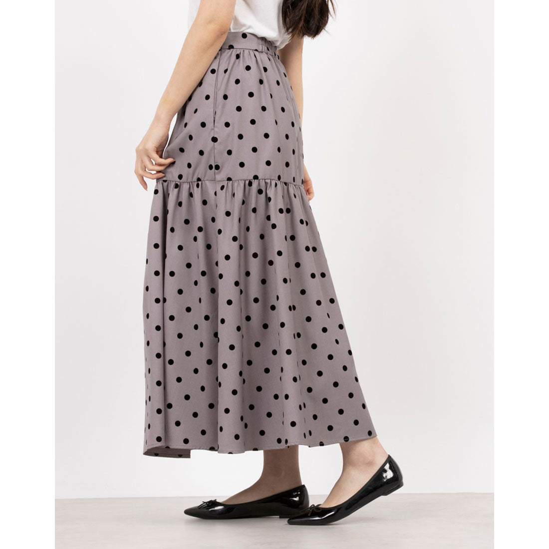 ドゥ アルシーヴ DOUX ARCHIVES ドットフレア切替スカート (GRY) GRY