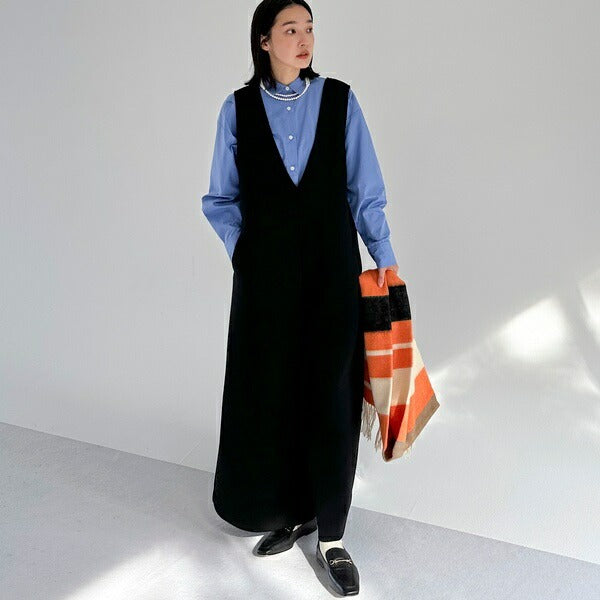 ドゥ アルシーヴ DOUX ARCHIVES ダンボールVネックサロペット (BLK) BLK