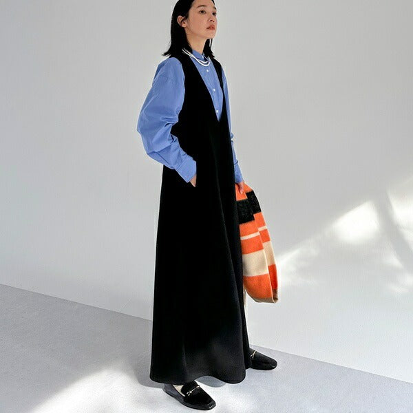 ドゥ アルシーヴ DOUX ARCHIVES ダンボールVネックサロペット (BLK) BLK