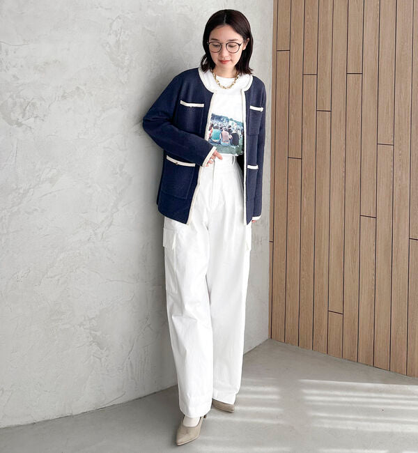 ドゥ アルシーヴ DOUX ARCHIVES バイカラーブークレニットジャケット (NVY) NVY