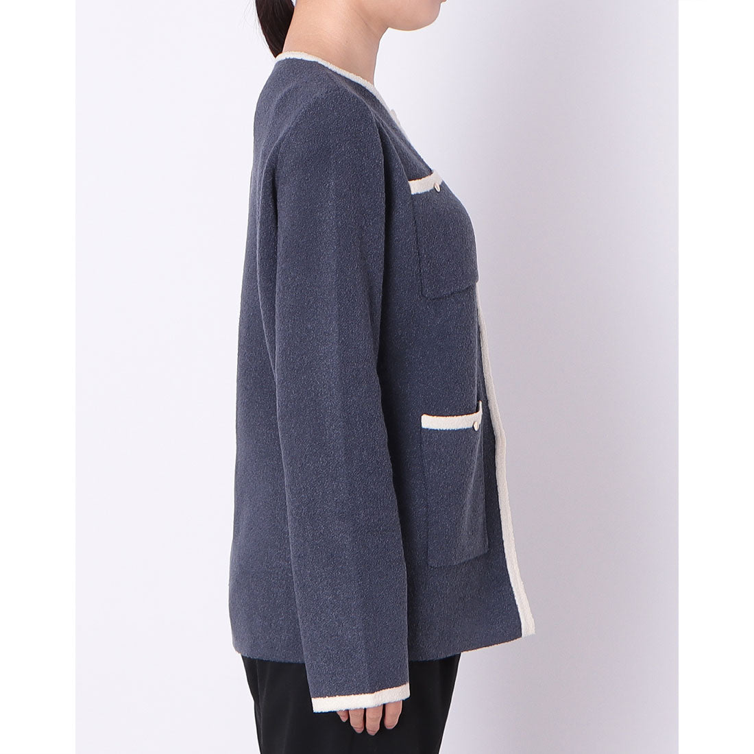 ドゥ アルシーヴ DOUX ARCHIVES バイカラーブークレニットジャケット (NVY) NVY