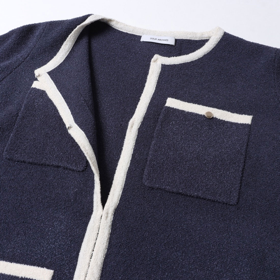 ドゥ アルシーヴ DOUX ARCHIVES バイカラーブークレニットジャケット (NVY) NVY
