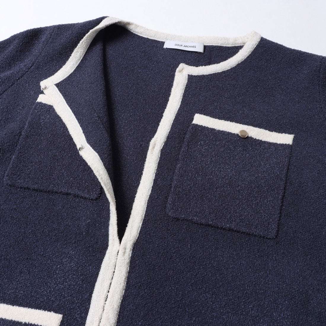 ドゥ アルシーヴ DOUX ARCHIVES バイカラーブークレニットジャケット (NVY) NVY