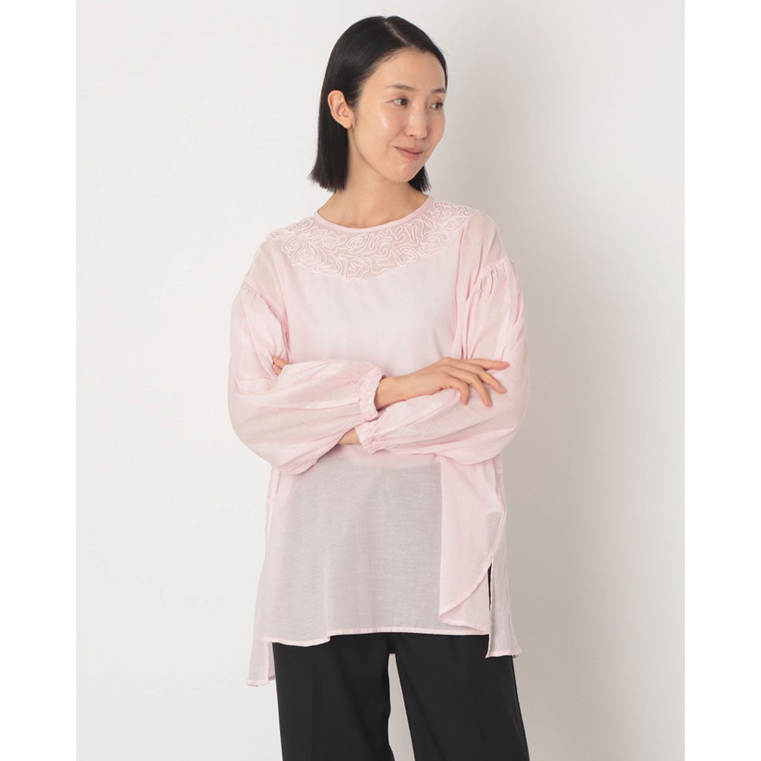 ドゥ アルシーヴ DOUX ARCHIVES シアーボイル刺繍ブラウス (PPL) PPL