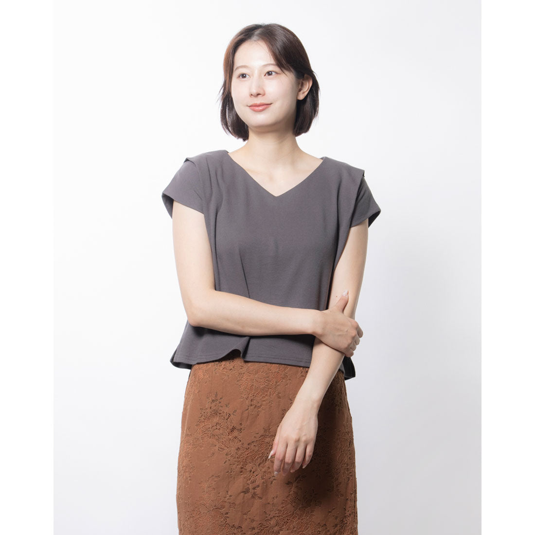 ドゥ アルシーヴ DOUX ARCHIVES ノースリーブTシャツ チャコール