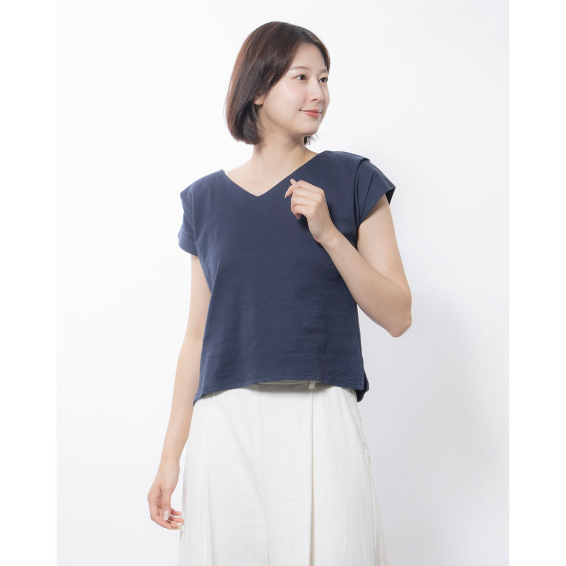 ドゥ アルシーヴ DOUX ARCHIVES ノースリーブTシャツ ネイビー