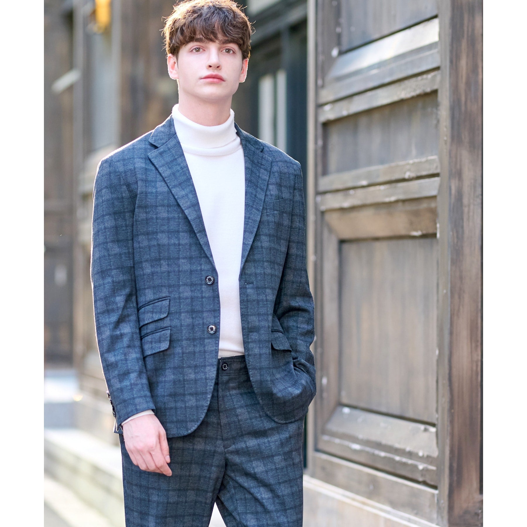 ドレステリア DRESSTERIOR ネイビーグレンチェックSET UPジャケット (ネイビー(294)) ネイビー(294)