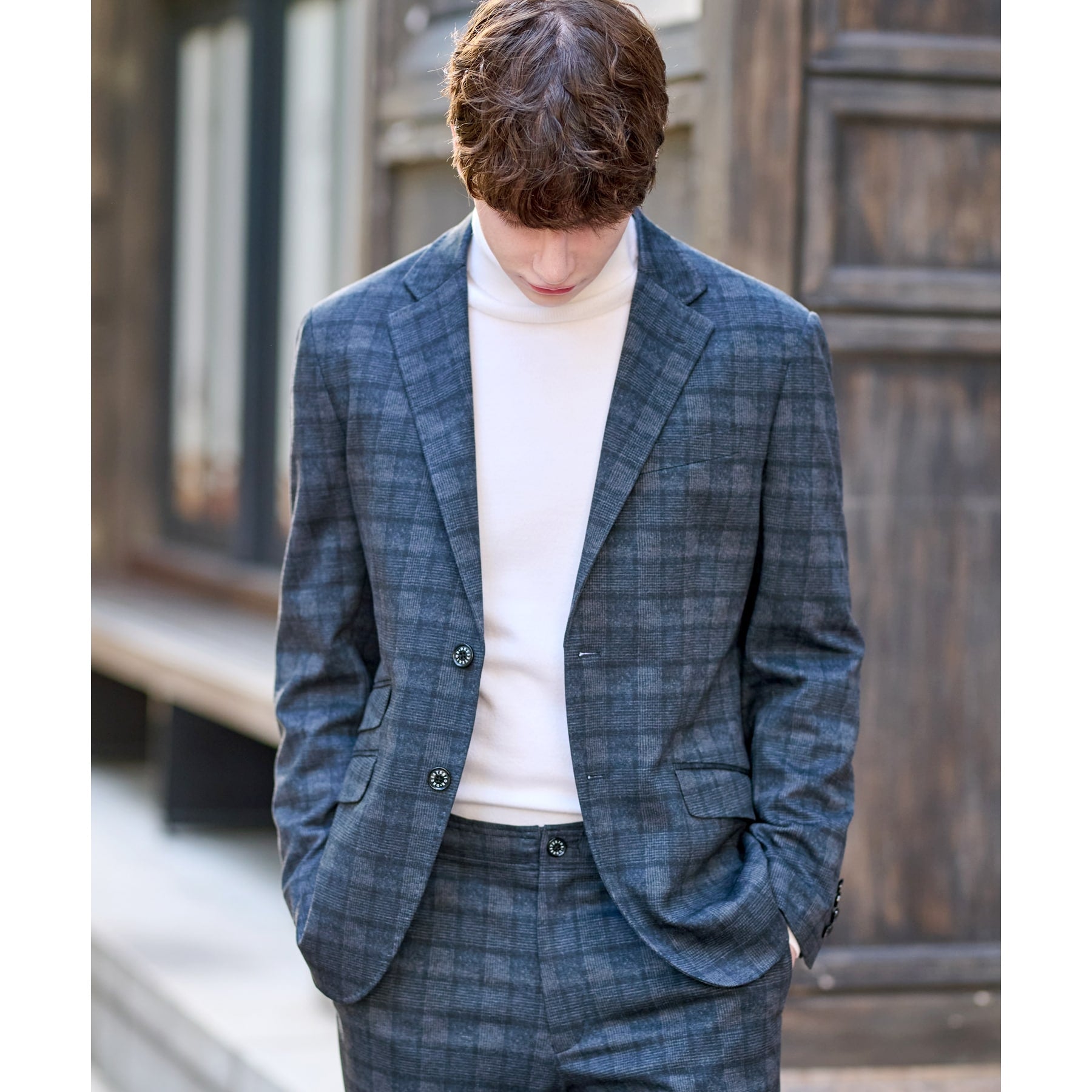 ドレステリア DRESSTERIOR ネイビーグレンチェックSET UPジャケット (ネイビー(294)) ネイビー(294)