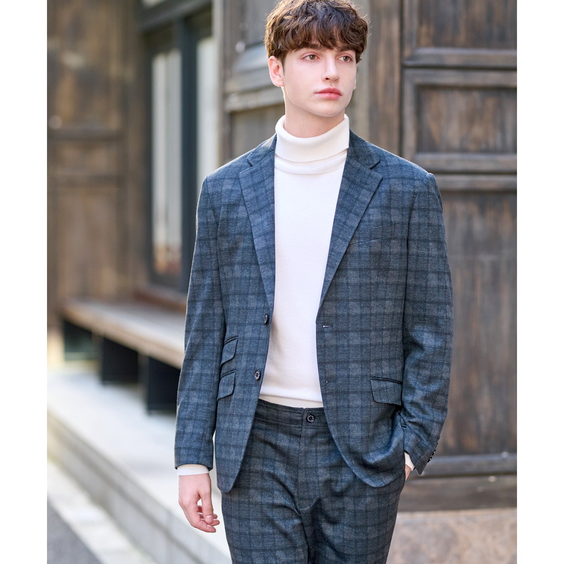 ドレステリア DRESSTERIOR ネイビーグレンチェックSET UPジャケット (ネイビー(294)) ネイビー(294)