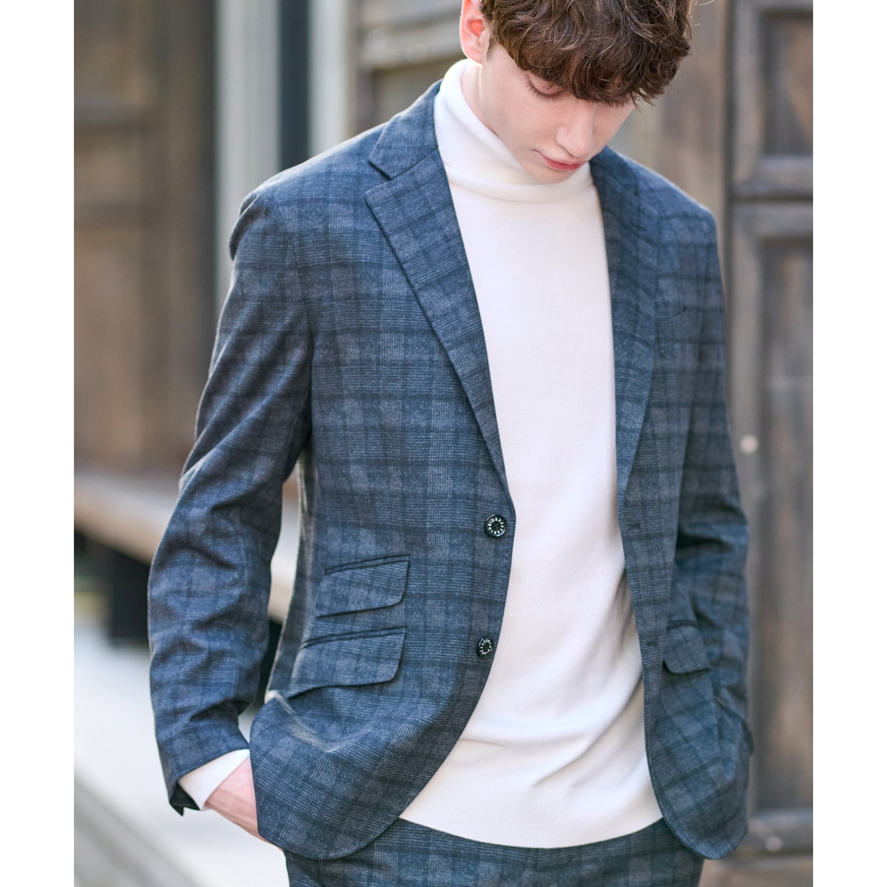 ドレステリア DRESSTERIOR ネイビーグレンチェックSET UPジャケット (ネイビー(294)) ネイビー(294)