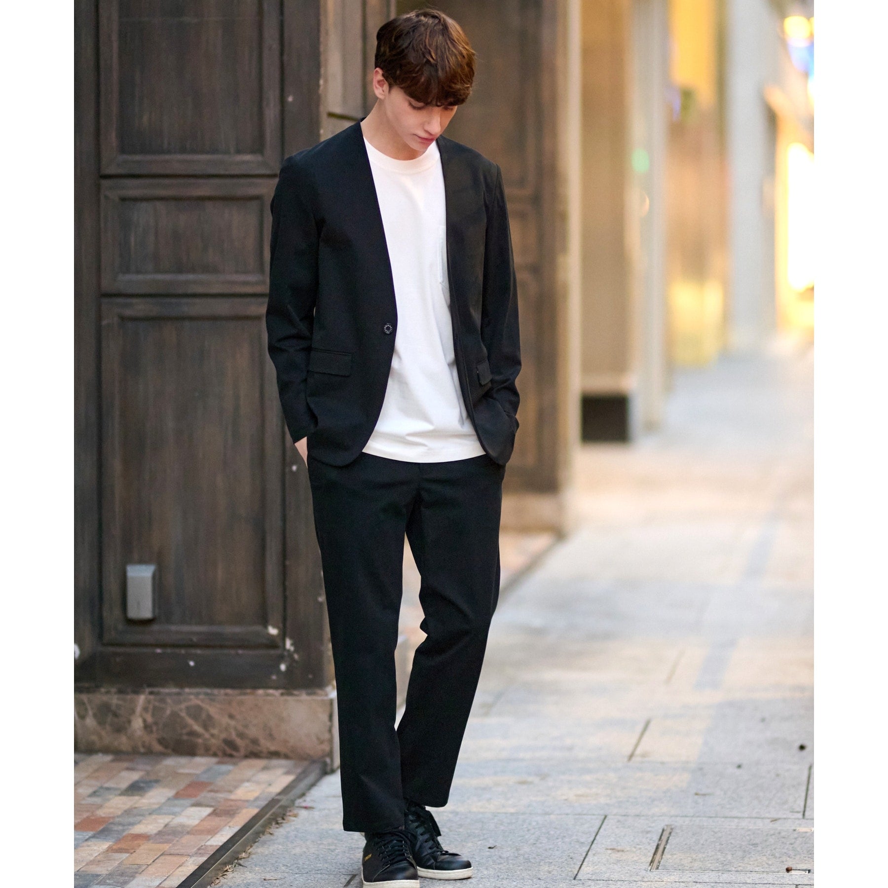 ドレステリア DRESSTERIOR ジャージーノーカラージャケット (ブラック(019)) ブラック(019)