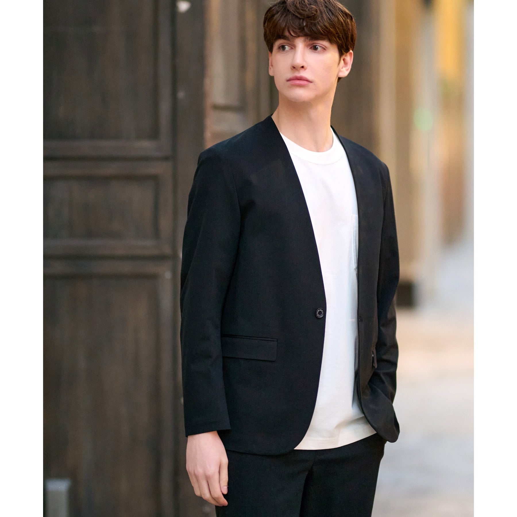 ドレステリア DRESSTERIOR ジャージーノーカラージャケット (ブラック(019)) ブラック(019)