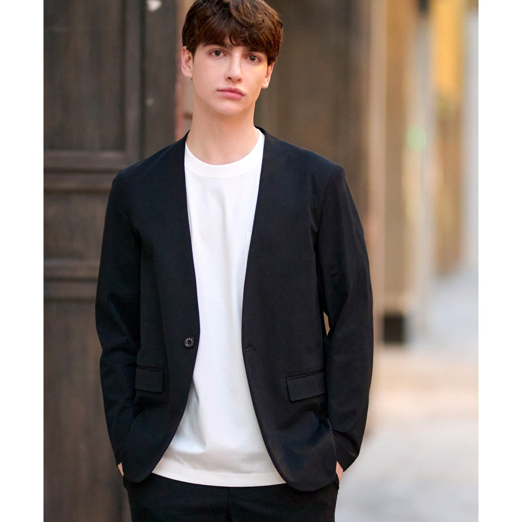 ドレステリア DRESSTERIOR ジャージーノーカラージャケット (ブラック(019)) ブラック(019)