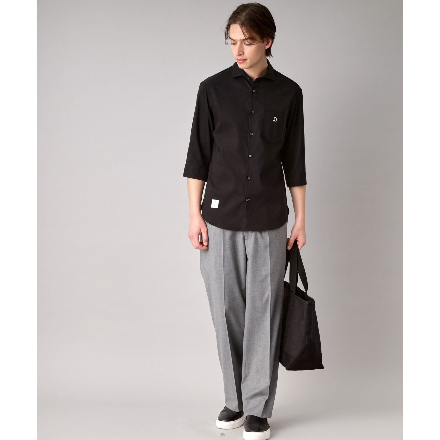 ドレステリア DRESSTERIOR リネン混スリークオーターシャツ (ホワイト(001)) ホワイト(001)