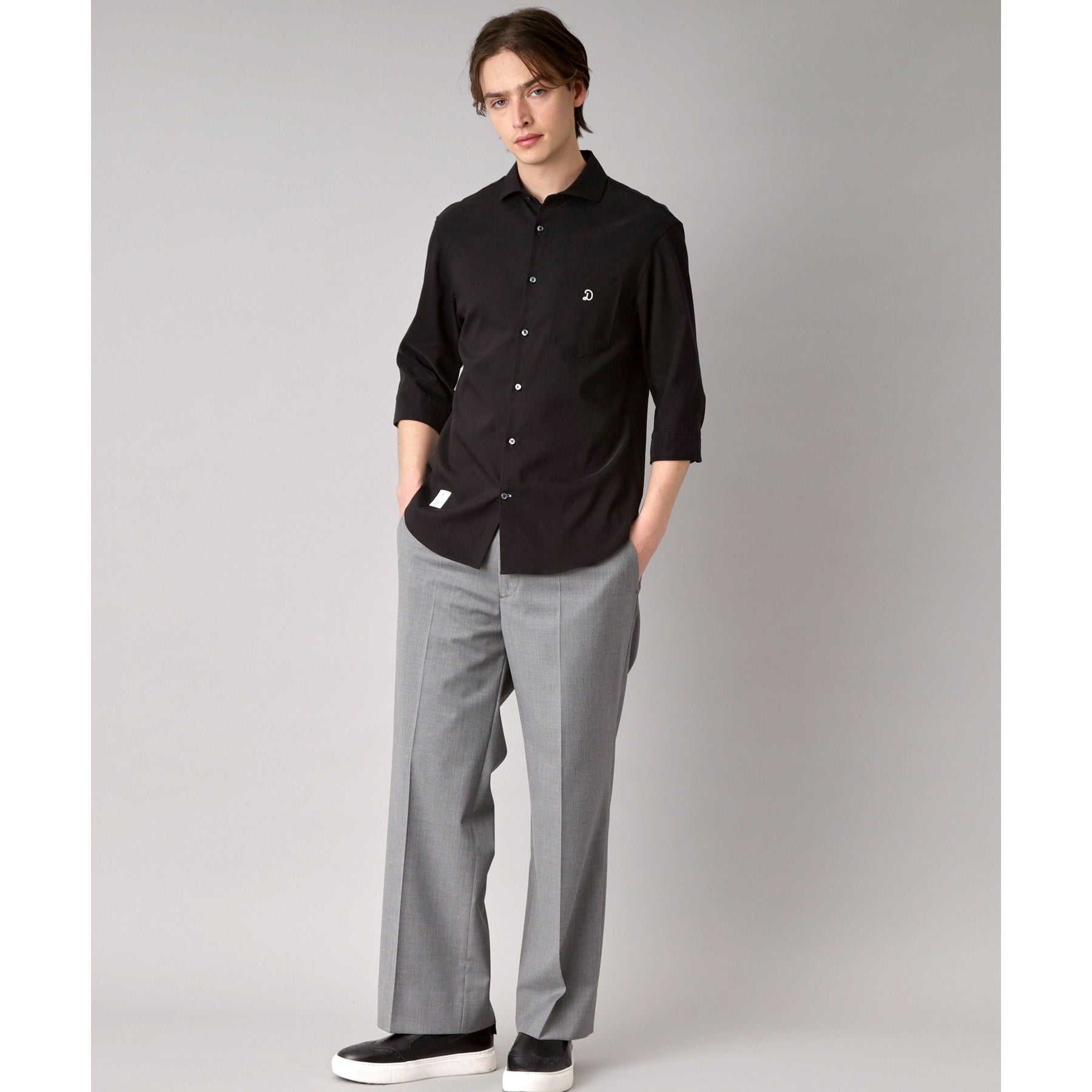 ドレステリア DRESSTERIOR リネン混スリークオーターシャツ (ホワイト(001)) ホワイト(001)