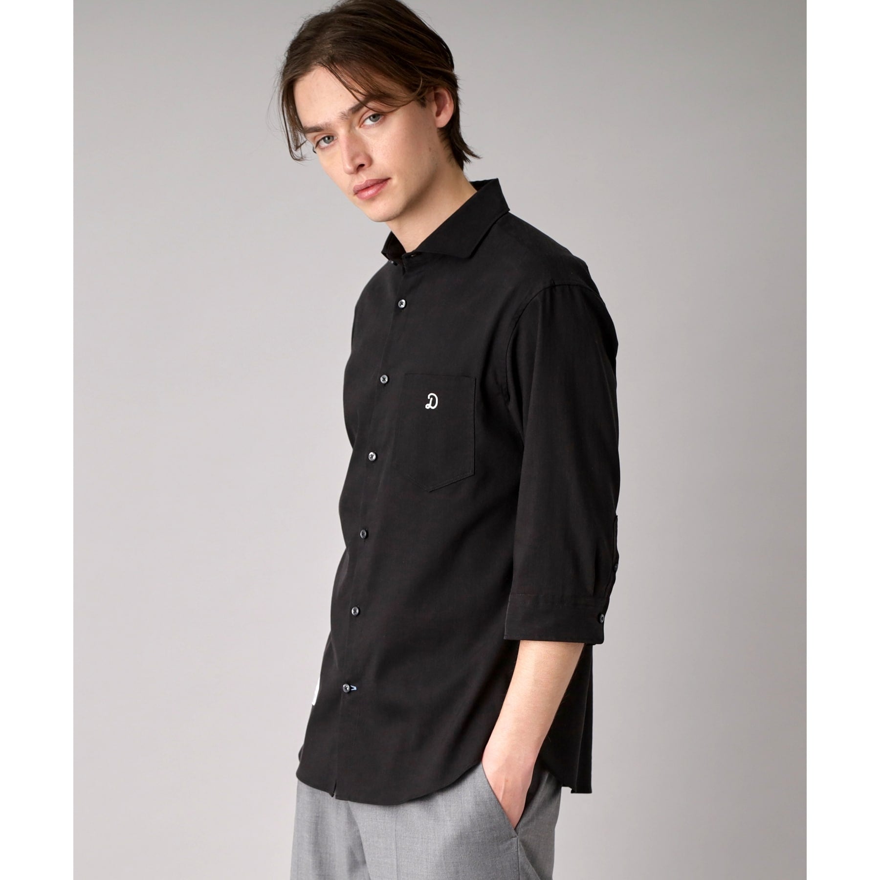 ドレステリア DRESSTERIOR リネン混スリークオーターシャツ (ホワイト(001)) ホワイト(001)