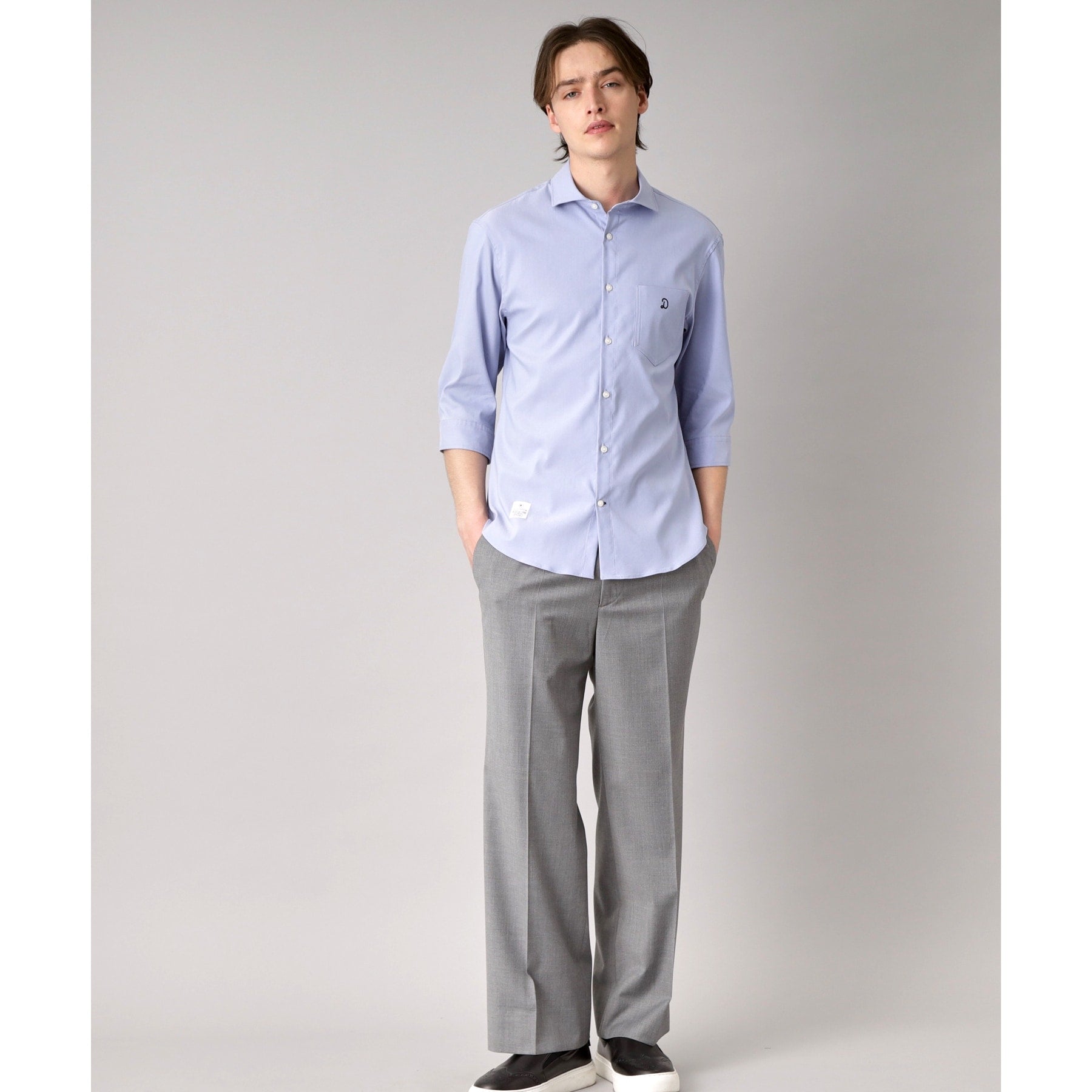 ドレステリア DRESSTERIOR リネン混スリークオーターシャツ (ホワイト(001)) ホワイト(001)