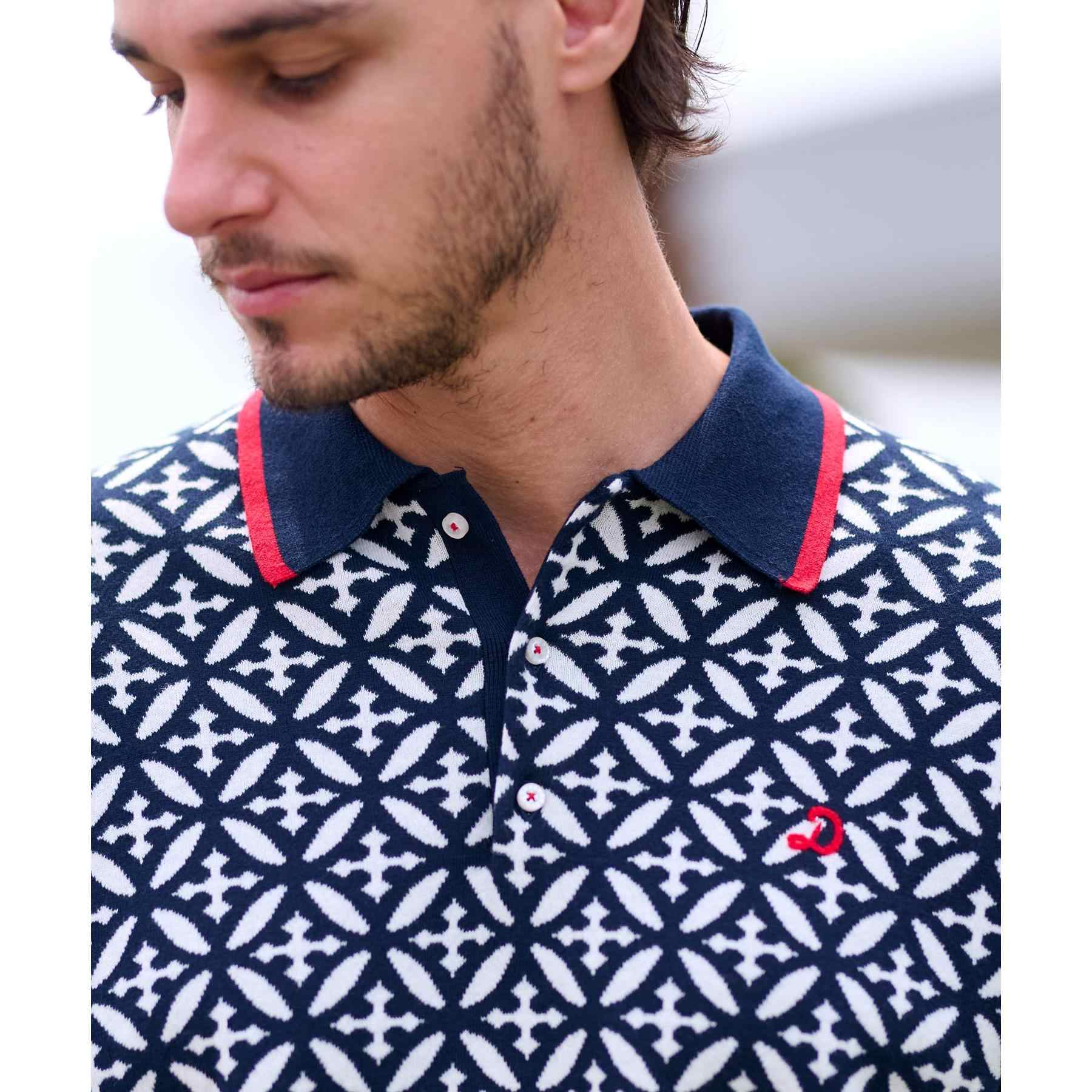 ドレステリア DRESSTERIOR オーバーラップサークル ジャカード ニットポロ (ネイビー(194)) ネイビー(194)