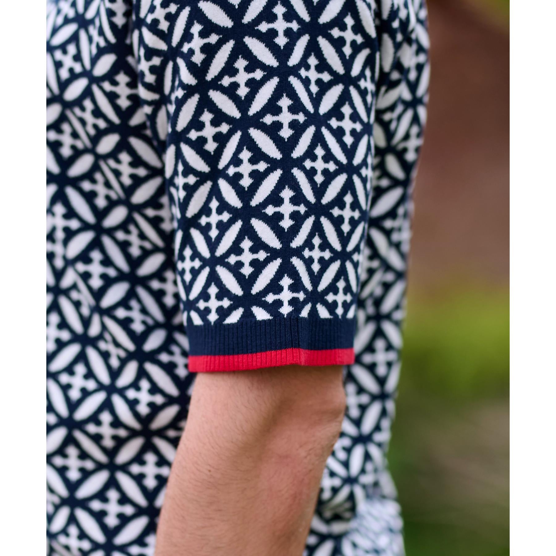 ドレステリア DRESSTERIOR オーバーラップサークル ジャカード ニットポロ (ネイビー(194)) ネイビー(194)