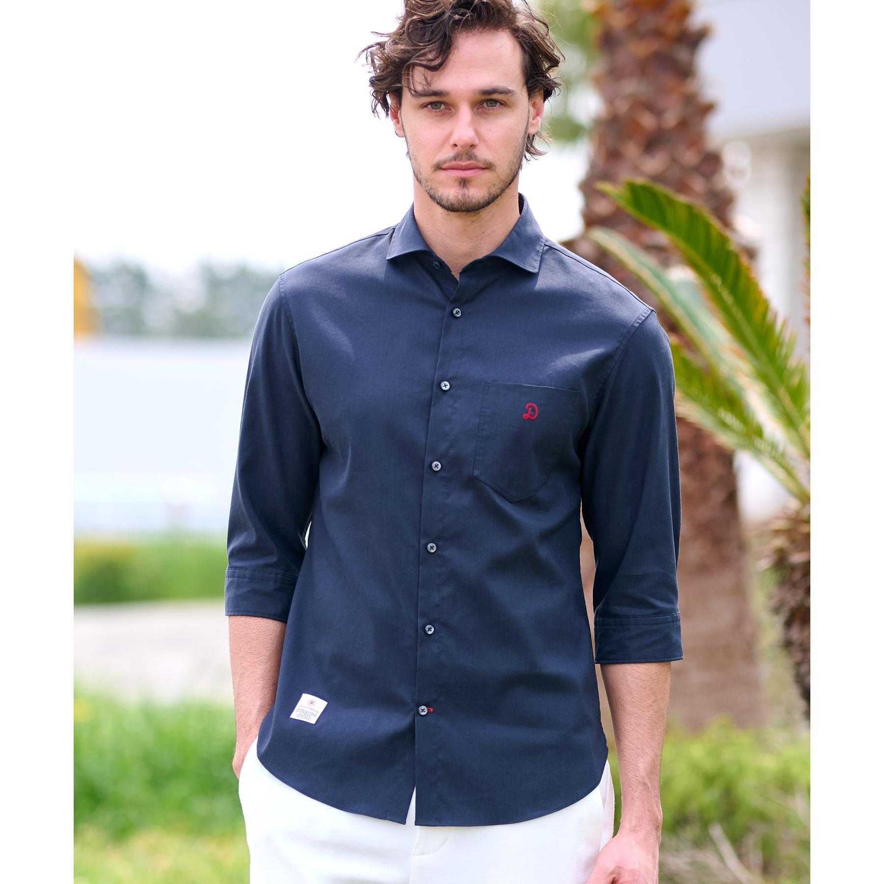 ドレステリア DRESSTERIOR リネン混スリークオーターシャツ (ネイビー(094)) ネイビー(094)