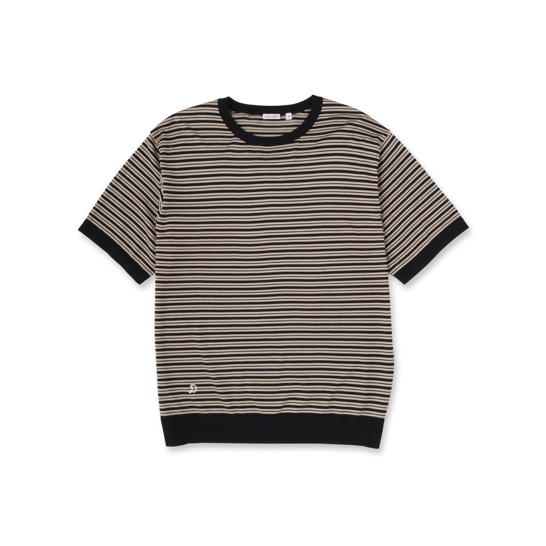 ドレステリア DRESSTERIOR シルク混ボーダーハーフスリーブニットT (ブラウン(044)) ブラウン(044)