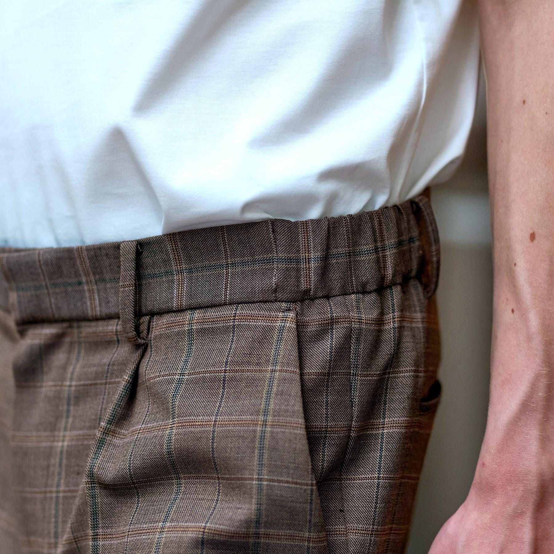 ドレステリア DRESSTERIOR 【セットアップ可】2WAYストレッチ チェック SET UP ワイドパンツ (モカブラウン(242)) モカブラウン(242)