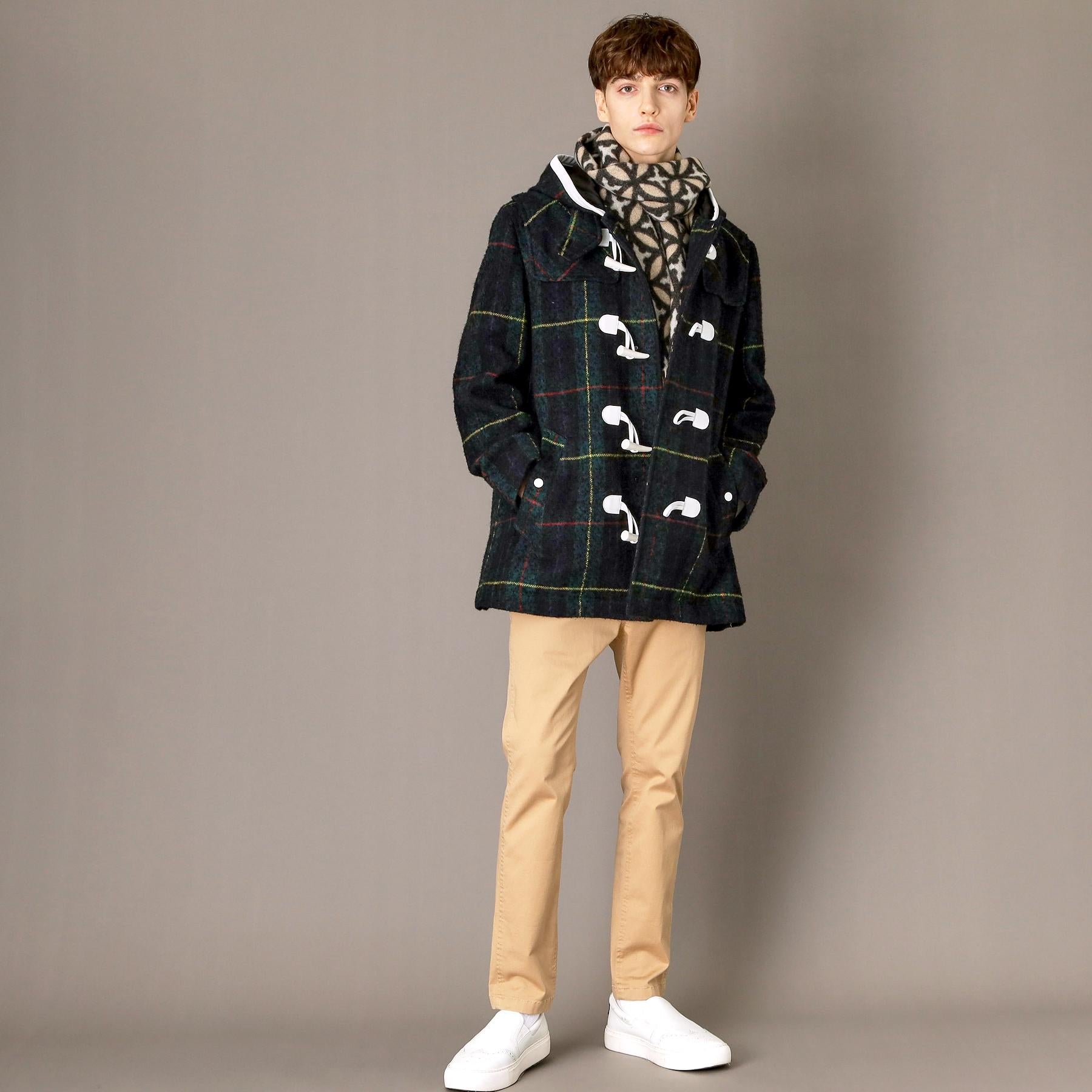 ドレステリア DRESSTERIOR タータンチェック ダッフルジャケット (グリーン(224)) グリーン(224)