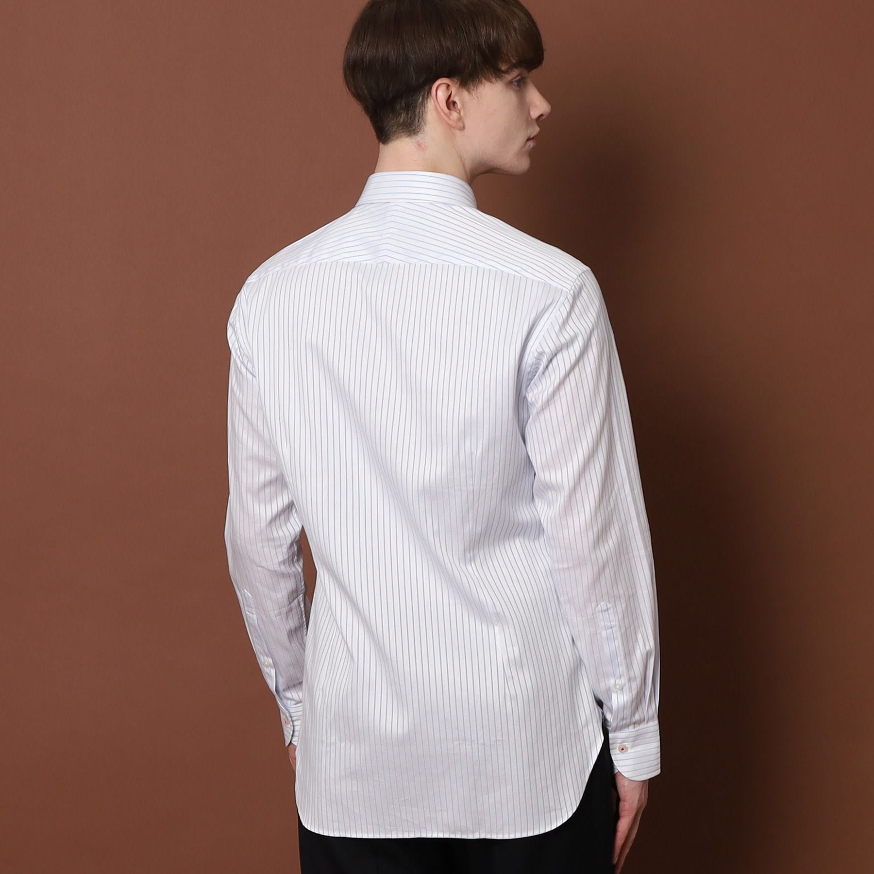 ドレステリア DRESSTERIOR 100/2 ヘリンボーンストライプ ボタンダウンシャツ (ライトブルー(391)) ライトブルー(391)