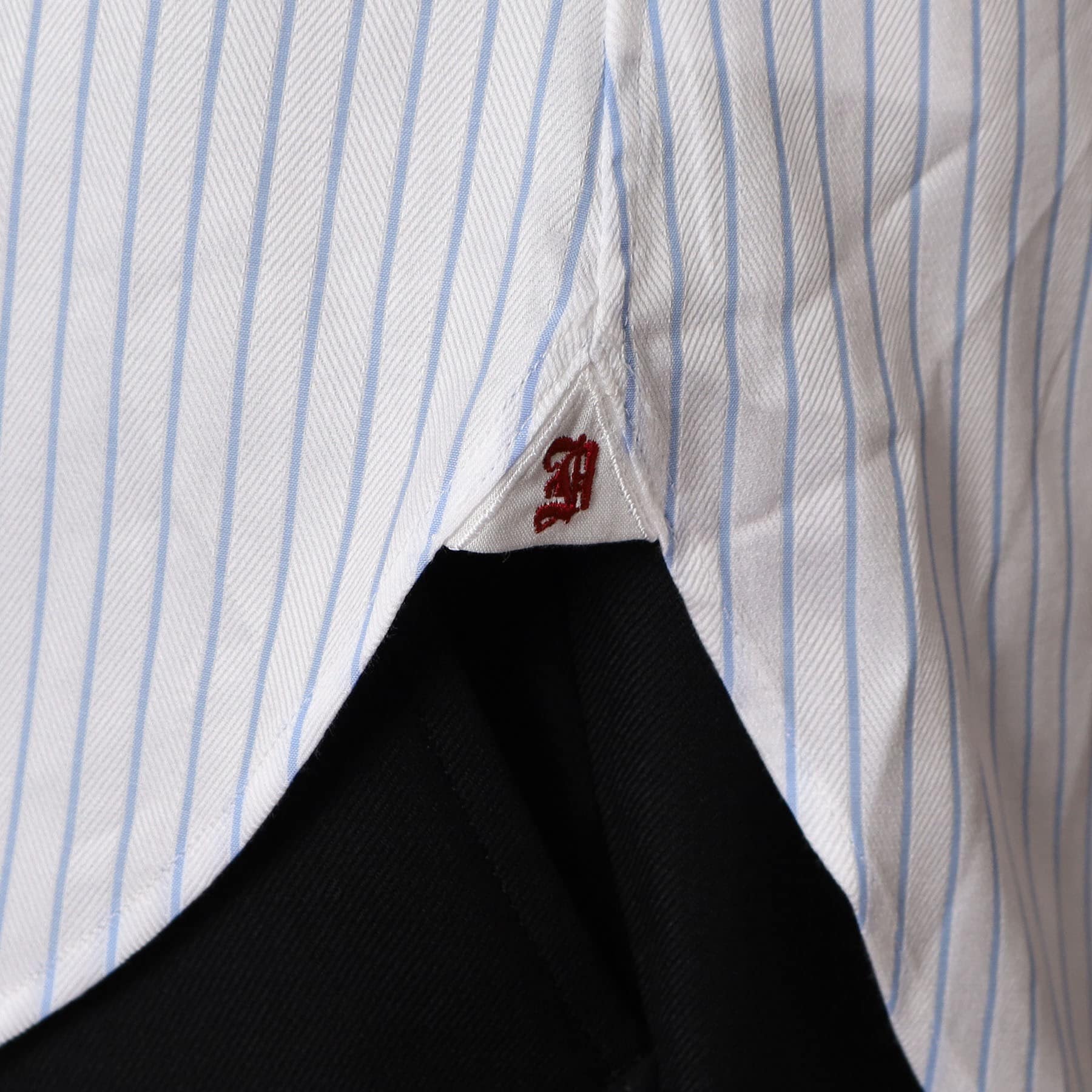 ドレステリア DRESSTERIOR 100/2 ヘリンボーンストライプ ボタンダウンシャツ (ライトブルー(391)) ライトブルー(391)